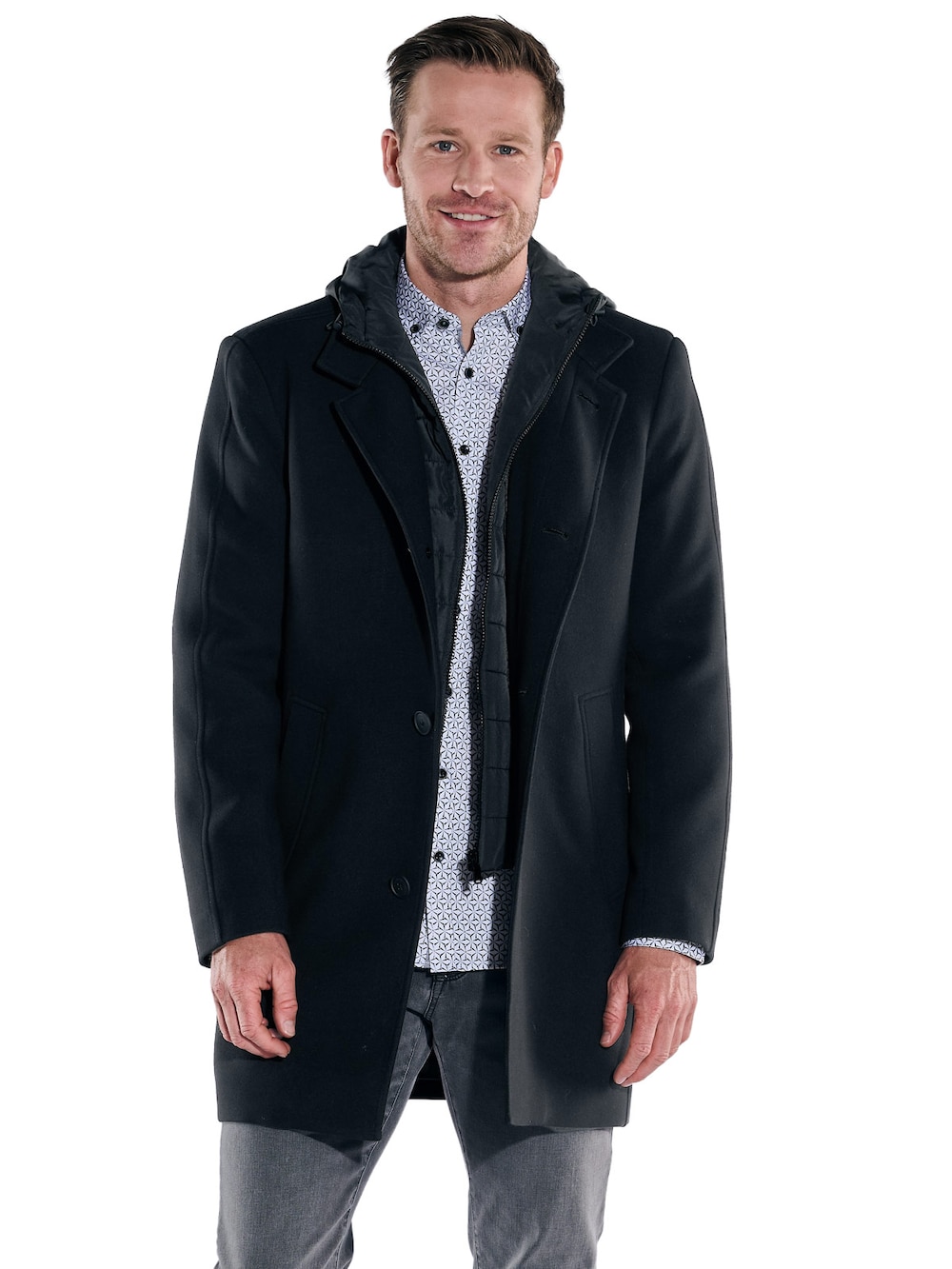 Große Größen engbers Herren Mantel mit heraustrennbarem Inlet , Herren, schwarz, Größe: 60, Polyester, Happy Size DE Men von engbers