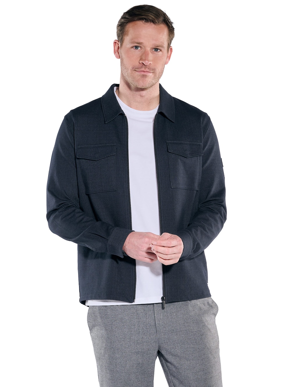 Große Größen engbers Herren Overshirt mit Reißverschluss , Herren, türkis, Größe: 66, Baumwolle/Polyester, Happy Size DE Men von engbers