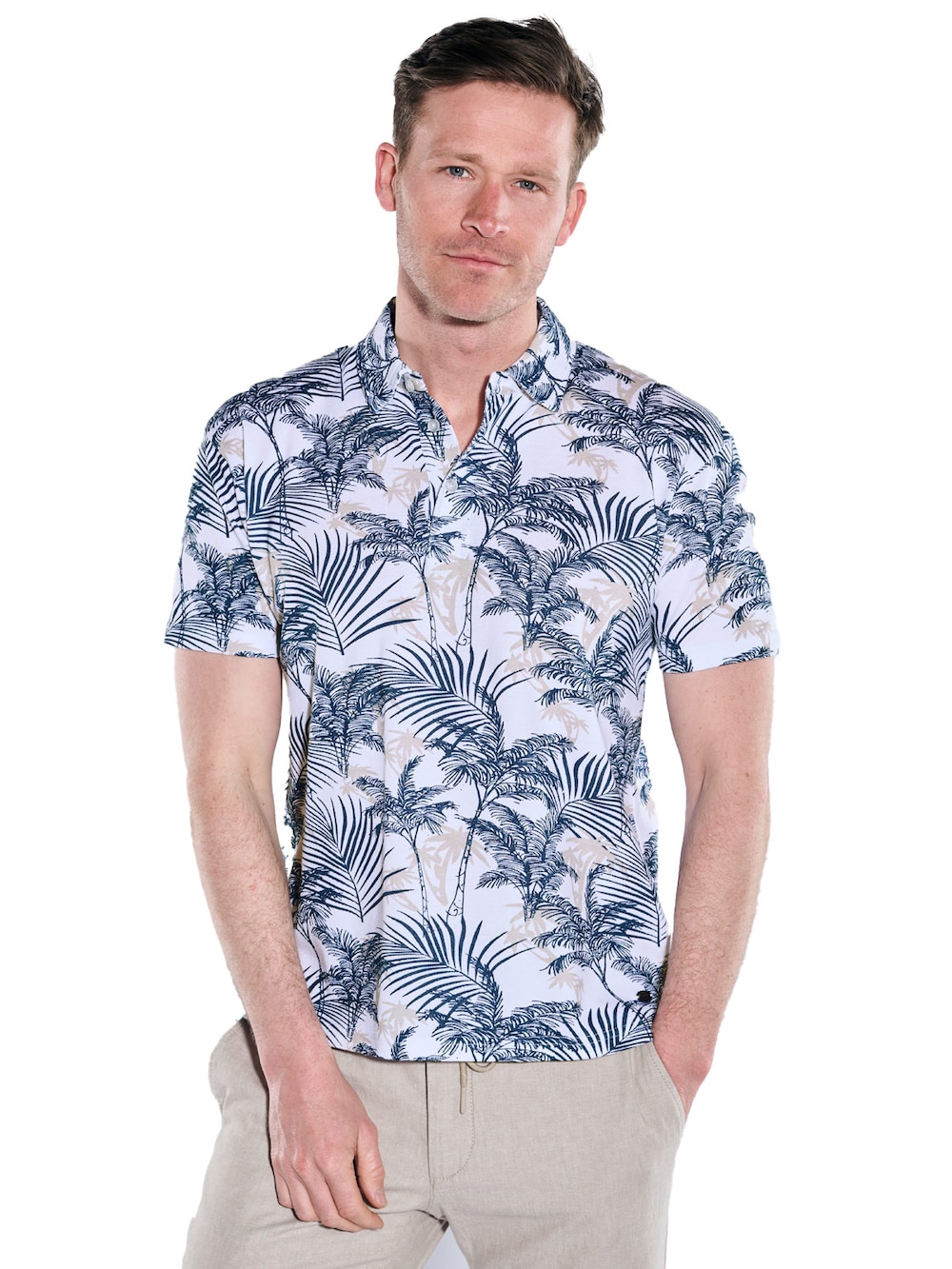 Große Größen engbers Herren Polo-Shirt gemustert , Herren, weiß, Größe: 60, Baumwolle, Happy Size DE Men von engbers