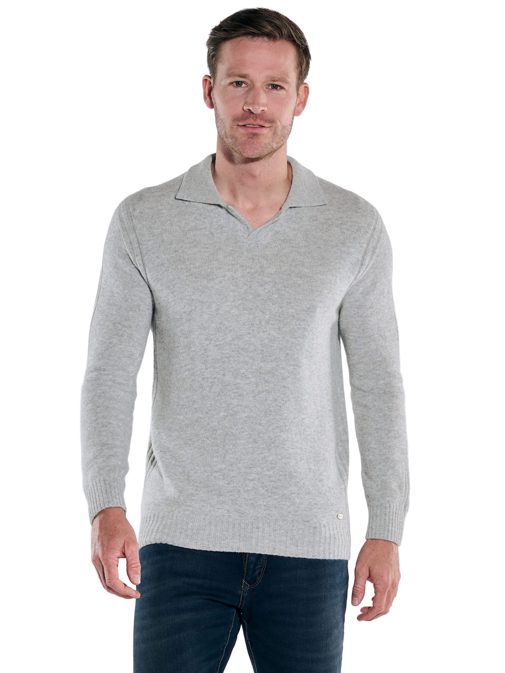 Große Größen engbers Herren Pullover aus italienischem Garn , Herren, grau, Größe: 4XL, Synthetische Fasern, Happy Size DE Men von engbers