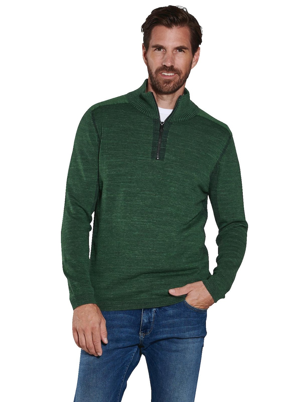 Große Größen engbers Herren Pullover mit Troyerkragen , Herren, türkis, Größe: 3XL, Baumwolle, Happy Size DE Men von engbers