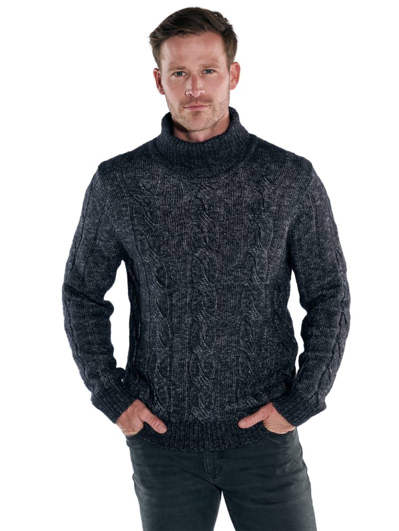 Große Größen engbers Herren Rollragen-Pullover mit Zopfmuster , Herren, türkis, Größe: XL, Baumwolle/Synthetische Fasern, Happy Size DE Men von engbers