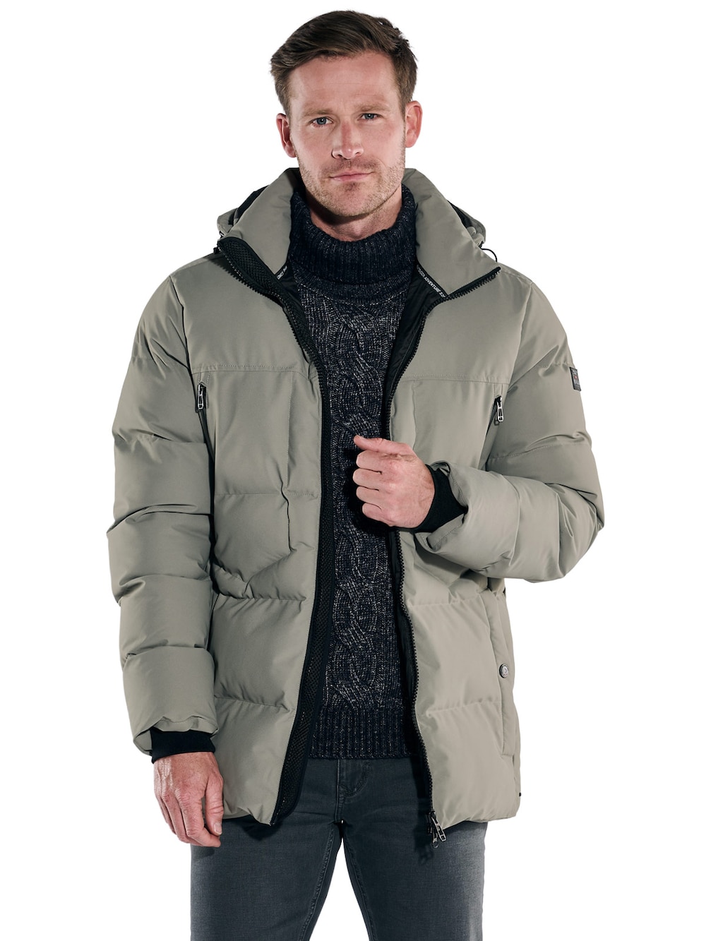 Große Größen engbers Herren Steppjacke mit abnehmbarer Kapuze , Herren, braun, Größe: 60, Polyester, Happy Size DE Men von engbers
