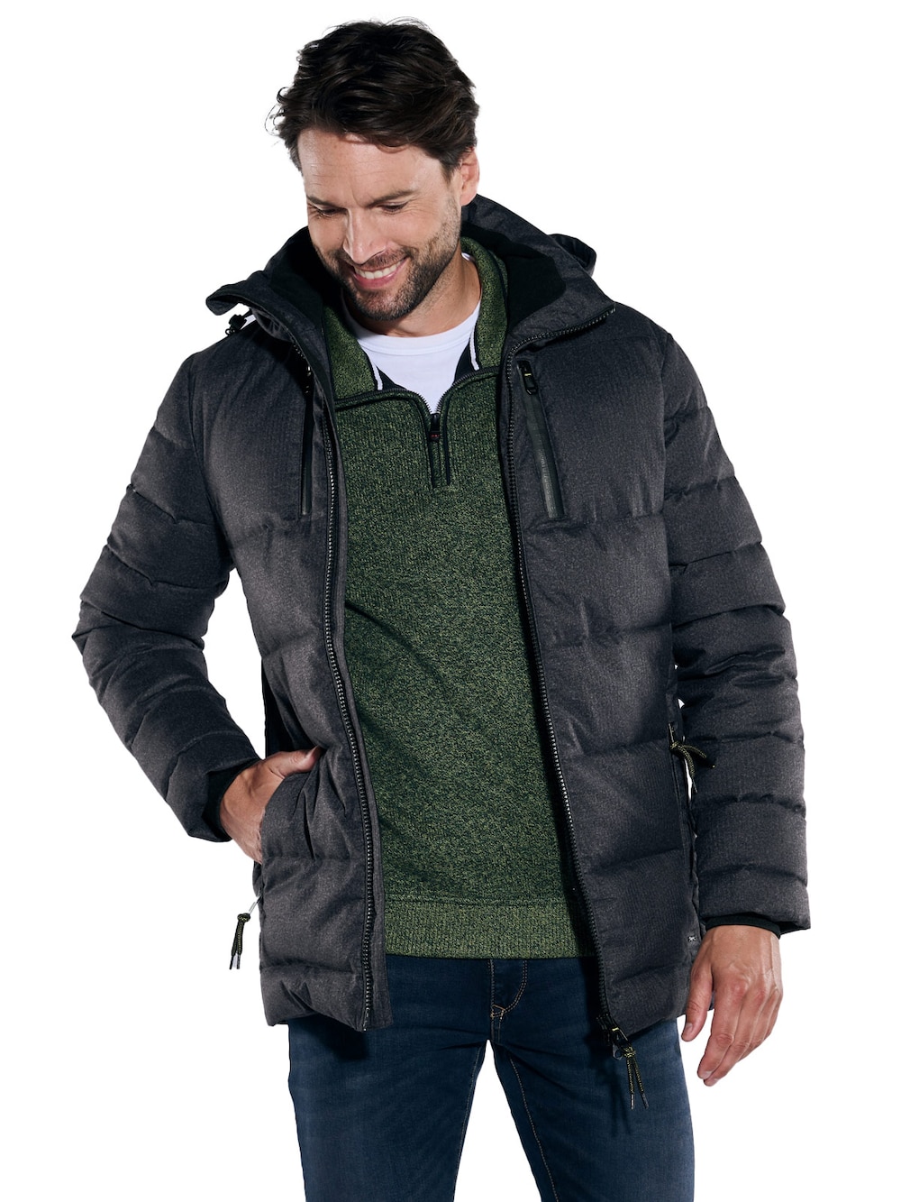Große Größen engbers Herren Steppjacke slim fit , Herren, grau, Größe: 52, Polyester, Happy Size DE Men von engbers