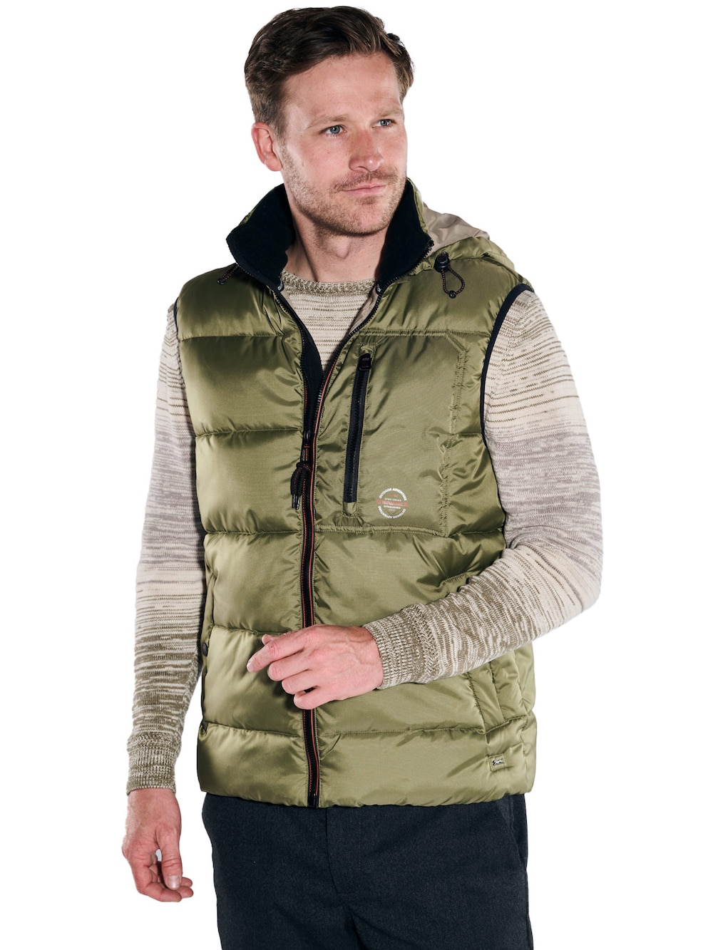 Große Größen engbers Herren Steppweste mit abnehmbarer Kapuze , Herren, grau, Größe: 64, Synthetische Fasern, Happy Size DE Men von engbers