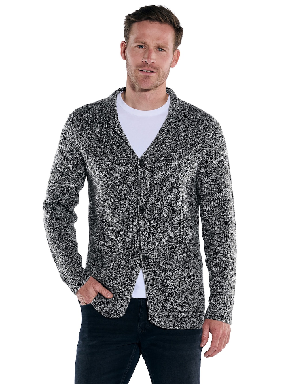 Große Größen engbers Herren Stricksakko meliert , Herren, braun, Größe: 5XL, Synthetische Fasern, Happy Size DE Men von engbers