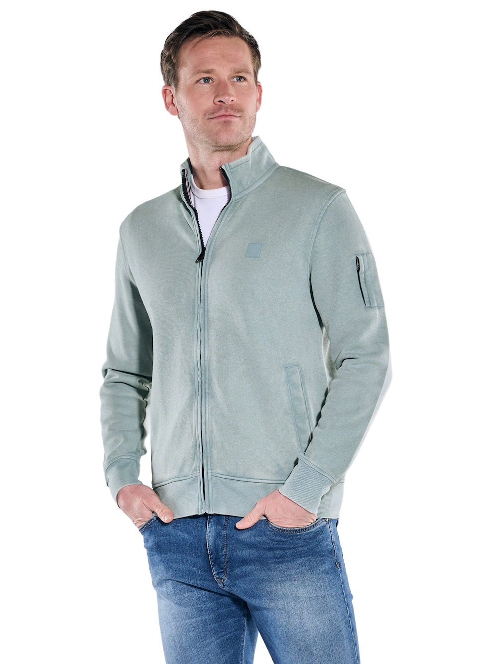 Große Größen engbers Herren Sweatjacke Stehbund , Herren, blau, Größe: 58, Baumwolle, Happy Size DE Men von engbers