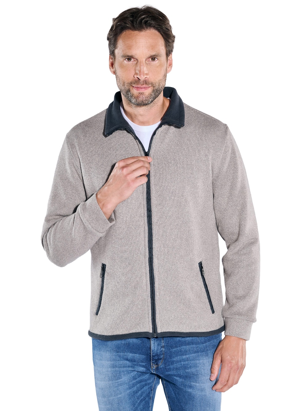 Große Größen engbers Herren Sweatjacke meliert , Herren, braun, Größe: 3XL, Baumwolle, Happy Size DE Men von engbers