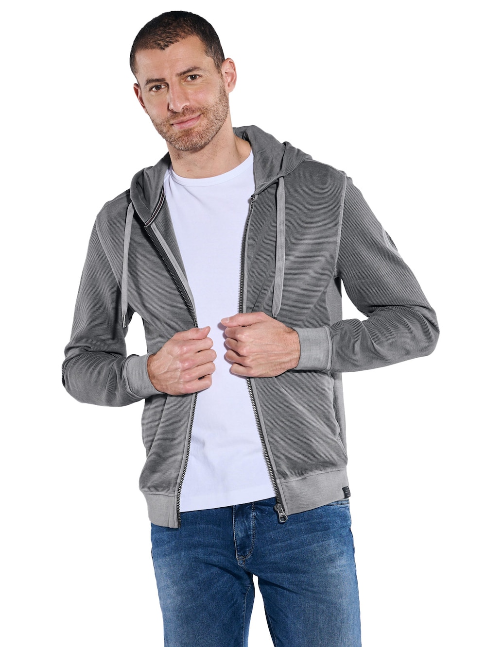 Große Größen engbers Herren Sweatjacke mit Kapuze , Herren, grau, Größe: XL, Baumwolle, Happy Size DE Men von engbers