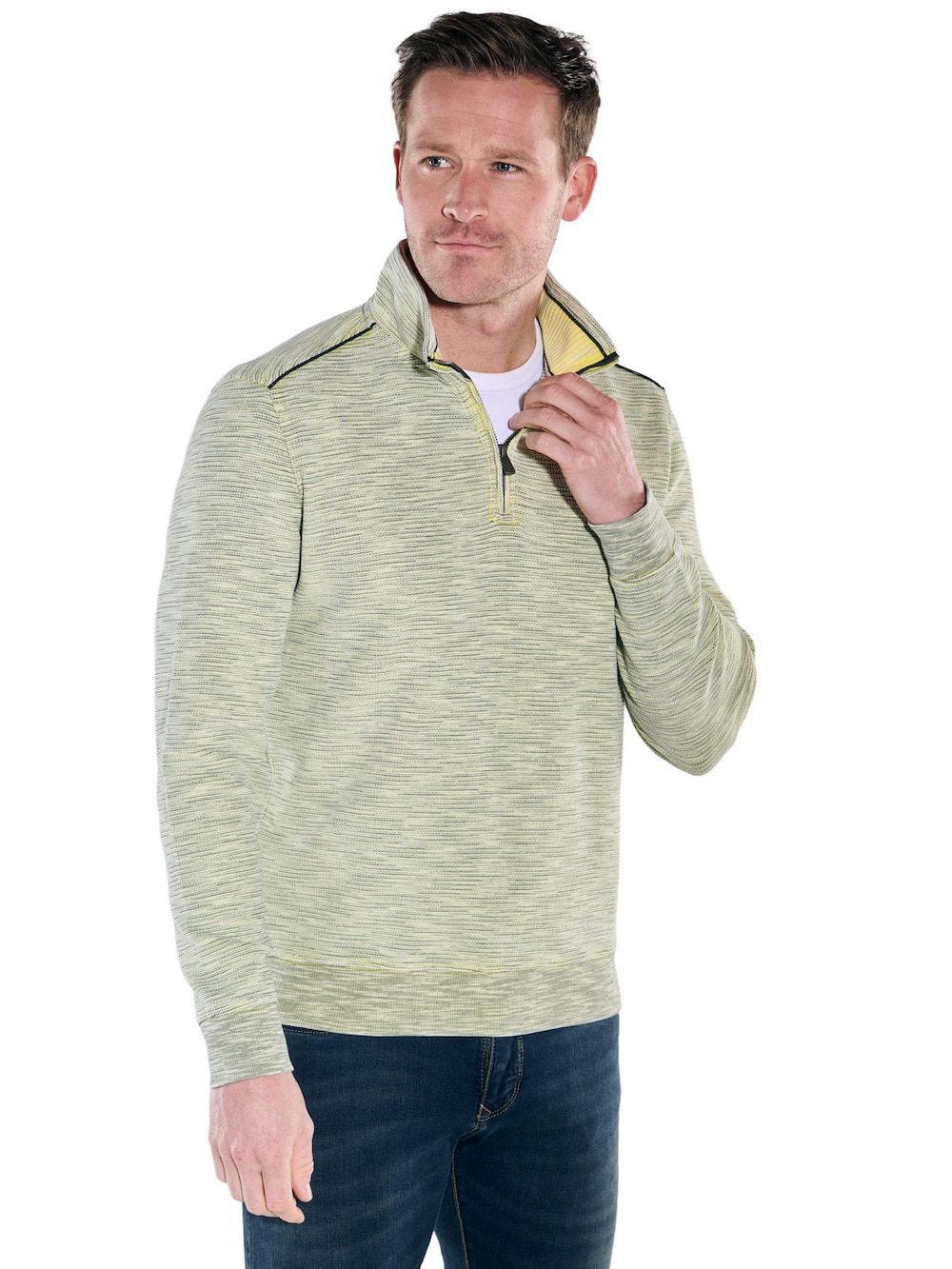 Große Größen engbers Herren Sweatshirt Stehbund , Herren, gelb, Größe: 70, Baumwolle/Polyester, Happy Size DE Men von engbers