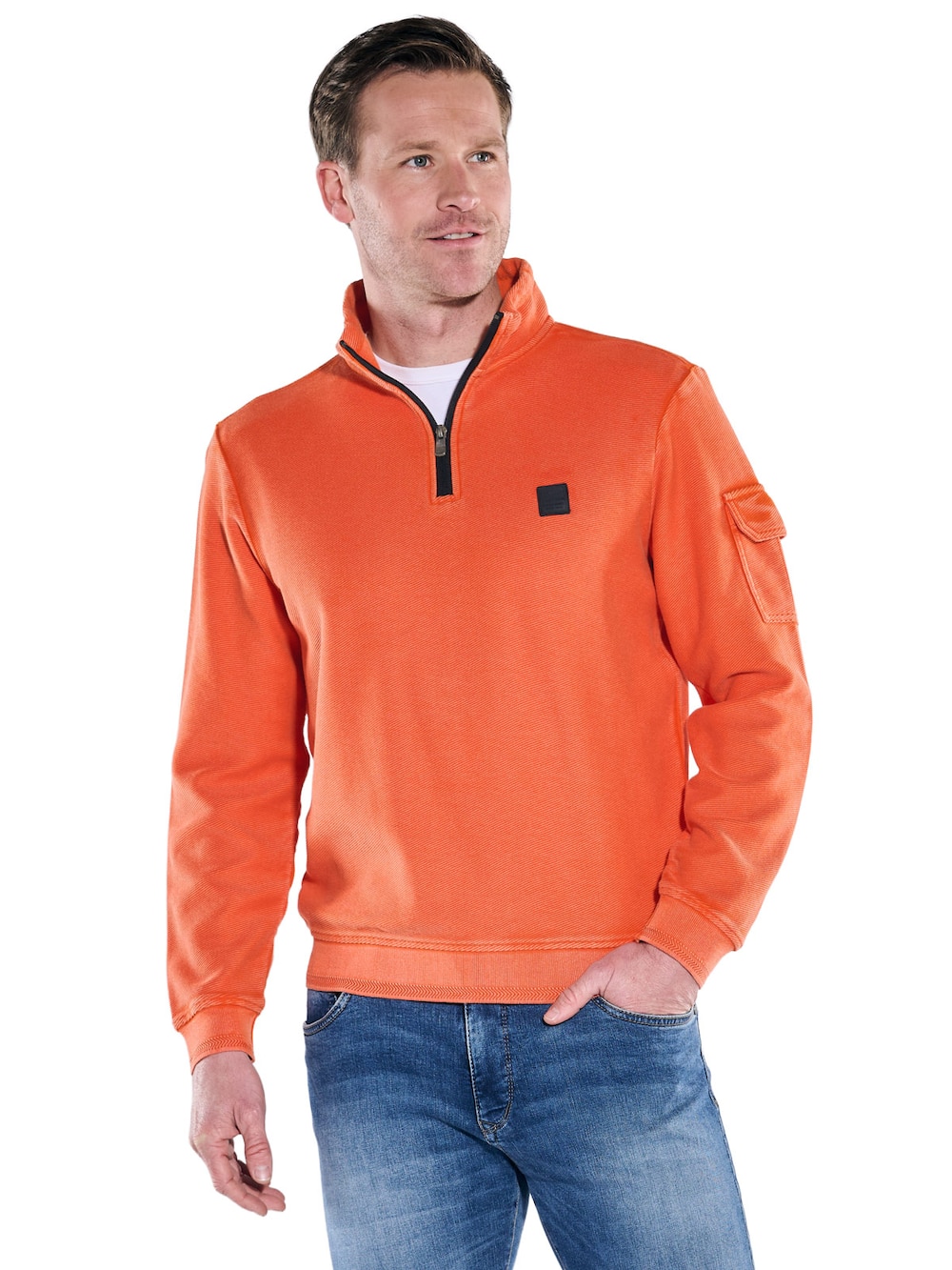 Große Größen engbers Herren Sweatshirt Stehbund , Herren, orange, Größe: 62, Baumwolle, Happy Size DE Men von engbers