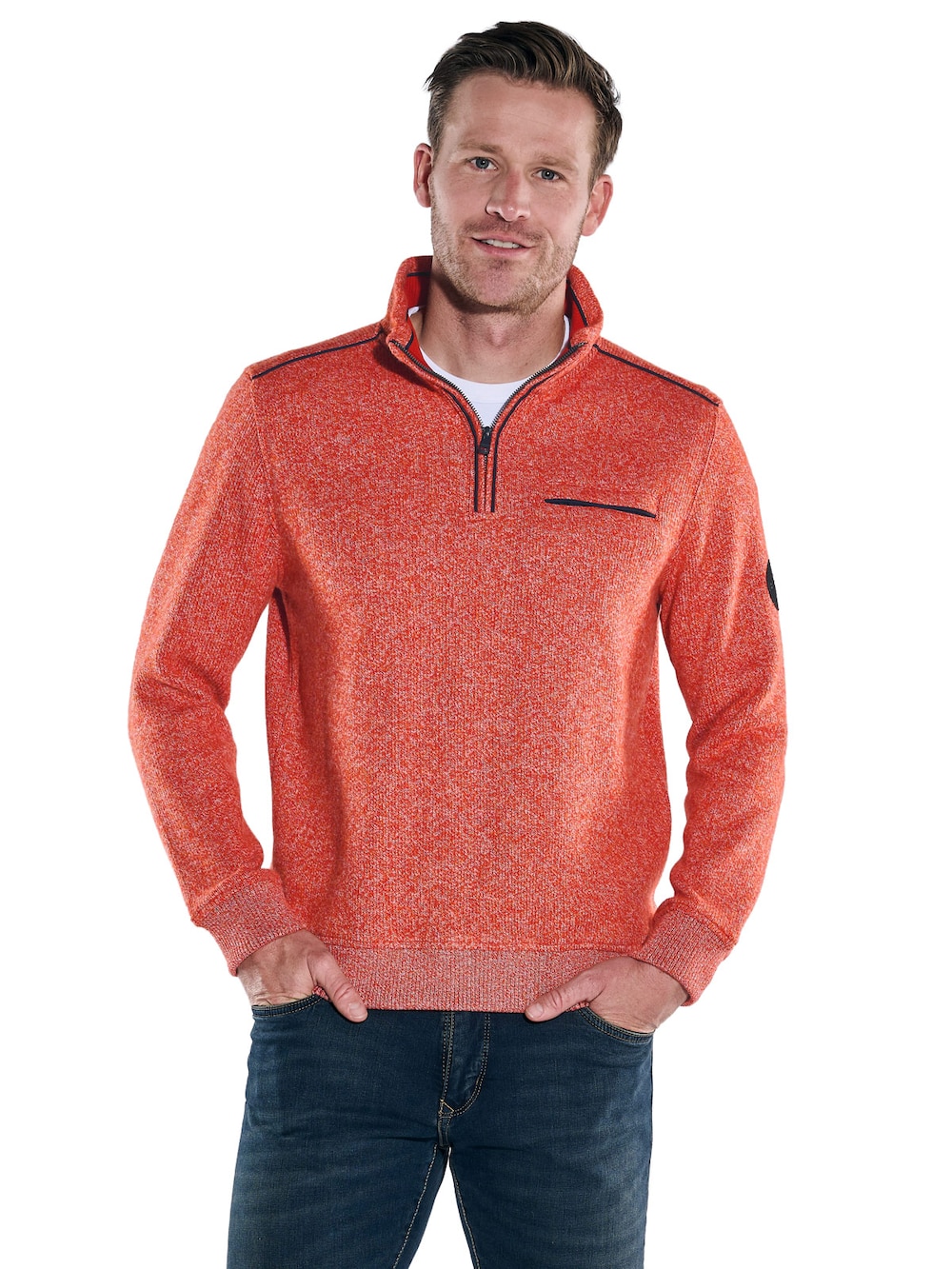 Große Größen engbers Herren Sweatshirt mit Stehkragen , Herren, orange, Größe: 5XL, Baumwolle, Happy Size DE Men von engbers
