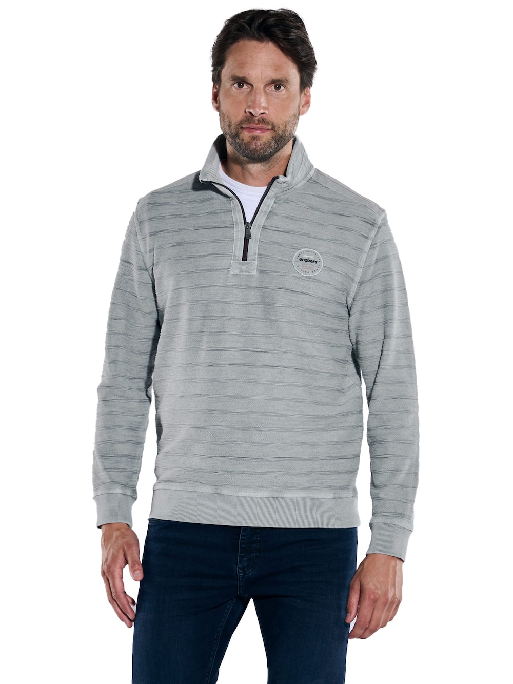 Große Größen engbers Herren Sweatshirt strukturiert , Herren, grau, Größe: 4XL, Baumwolle/Polyester, Happy Size DE Men von engbers