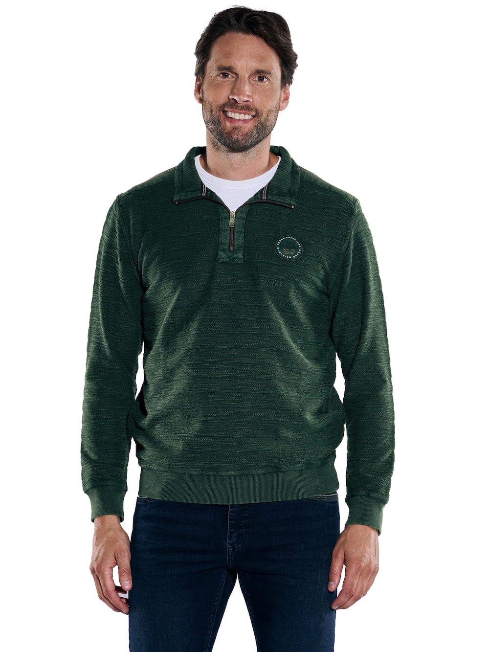 Große Größen engbers Herren Sweatshirt strukturiert , Herren, türkis, Größe: L, Baumwolle/Polyester, Happy Size DE Men von engbers