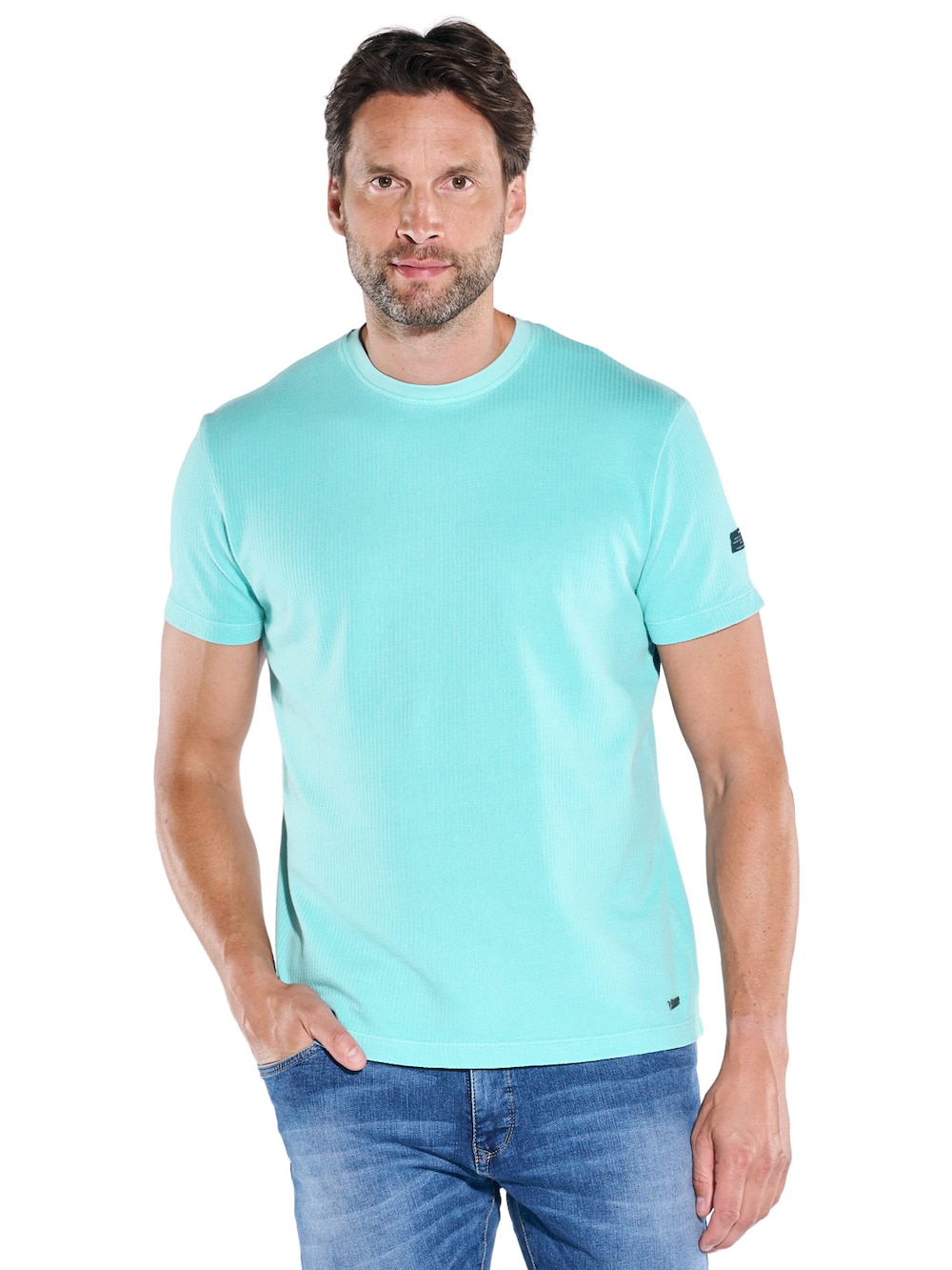 Große Größen engbers Herren T-Shirt strukturiert , Herren, türkis, Größe: 60, Baumwolle, Happy Size DE Men von engbers