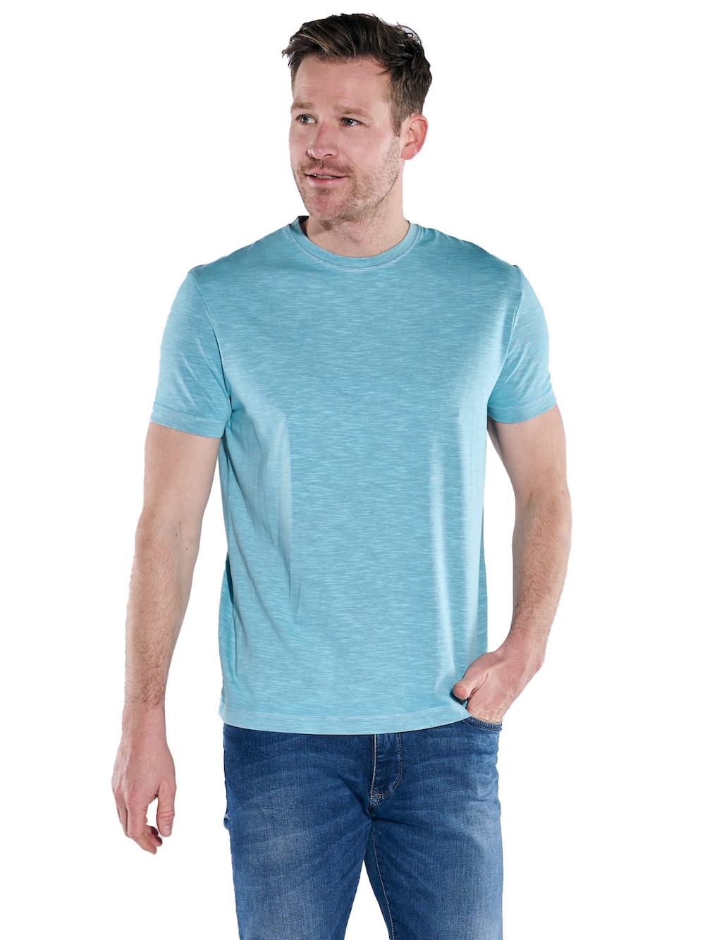 Große Größen engbers Herren T-Shirt uni , Herren, türkis, Größe: 66, Baumwolle/Polyester, Happy Size DE Men von engbers