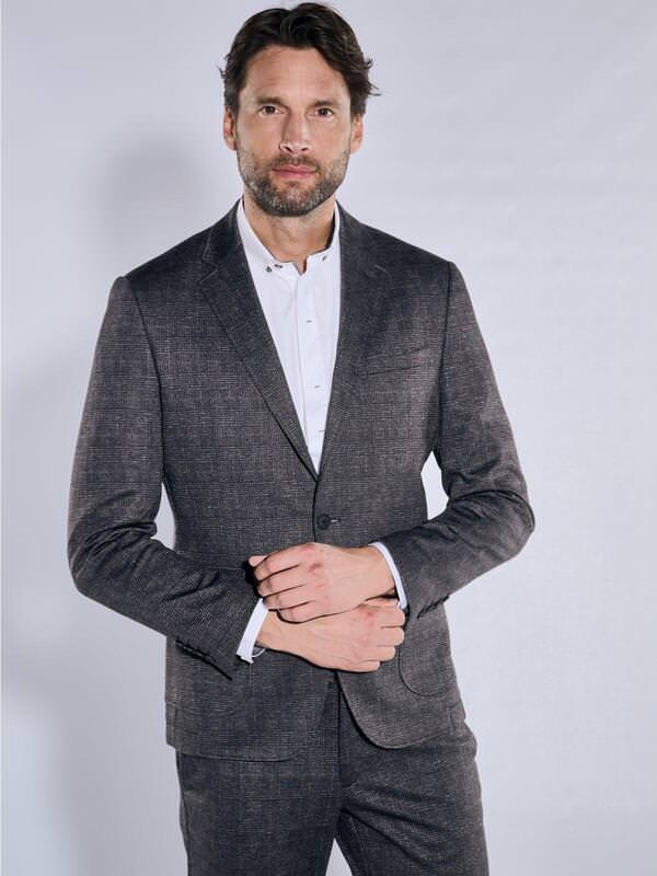 engbers Herren Anzug-Sakko slim fit Schwarz kariert von engbers