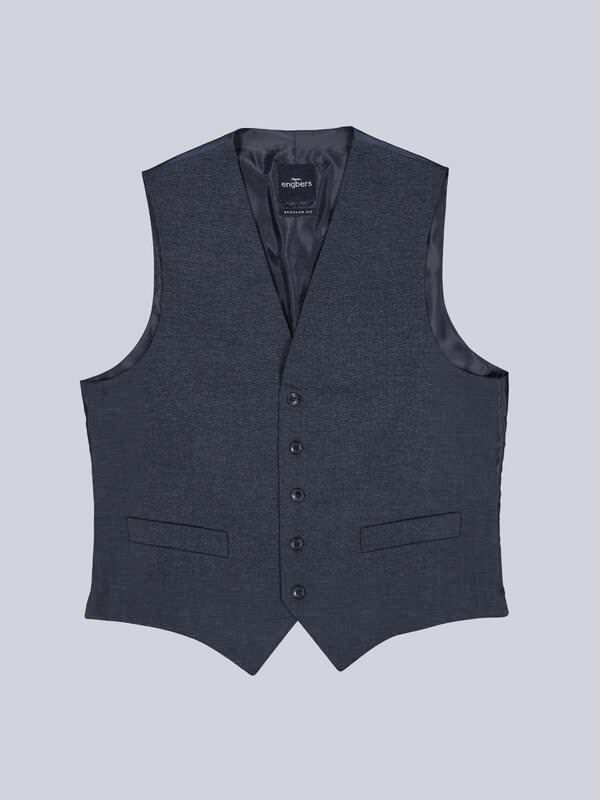 engbers Herren Anzug-Weste aus flexiblem Warenmaterial Blau regular uni von engbers