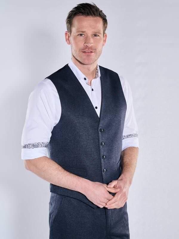 engbers Herren Anzug-Weste aus flexiblem Warenmaterial Blau regular uni von engbers