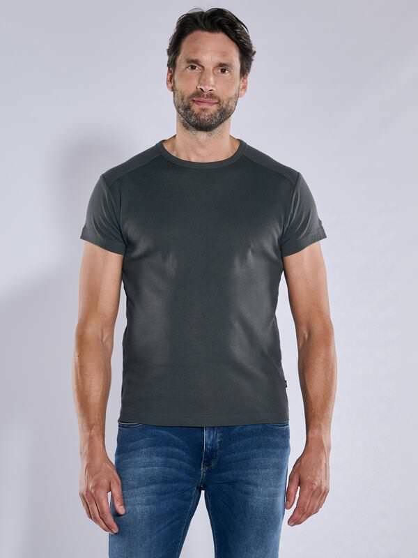 engbers Herren Basic-Shirt "My Favorite" organic grau regular uni Rundhals von engbers