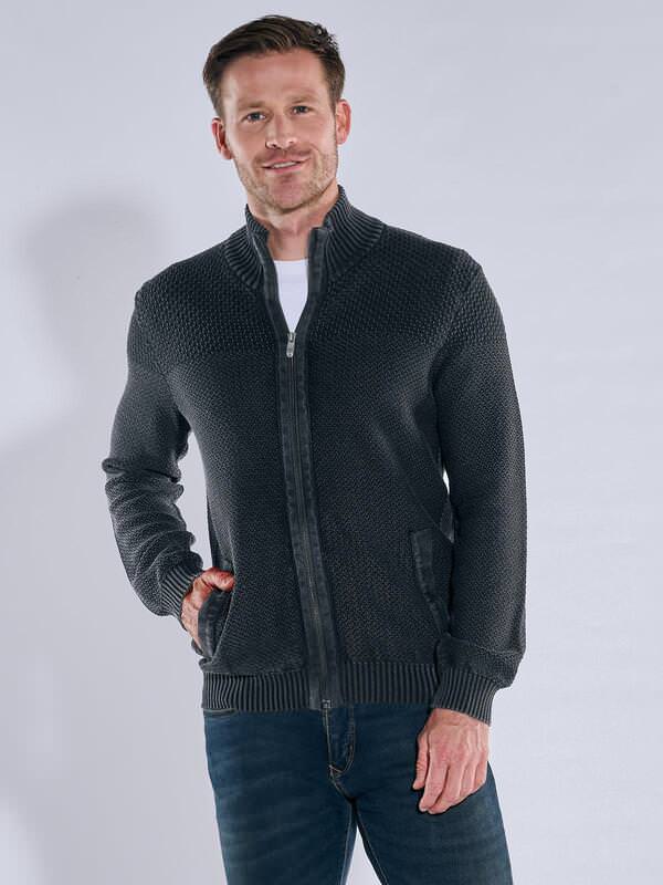 engbers Herren Cardigan Schwarz regular uni Zipper von engbers