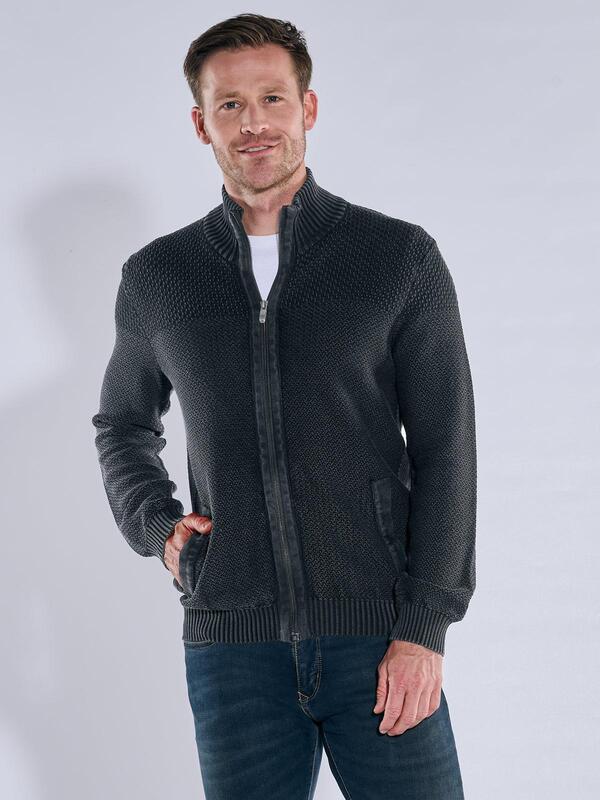 engbers Herren Cardigan Schwarz regular uni Zipper von engbers