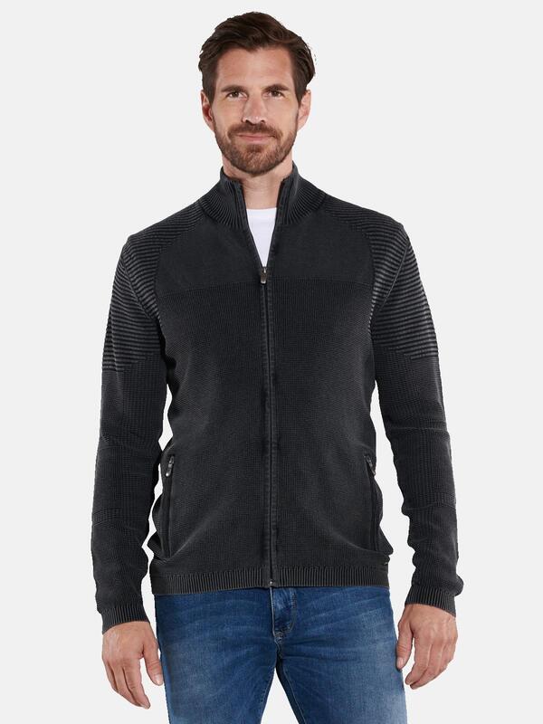 engbers Herren Cardigan regular grau uni Stehkragen von engbers