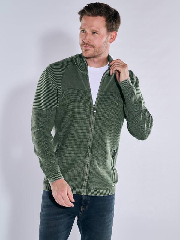 engbers Herren Cardigan regular Grün uni Zipper von engbers