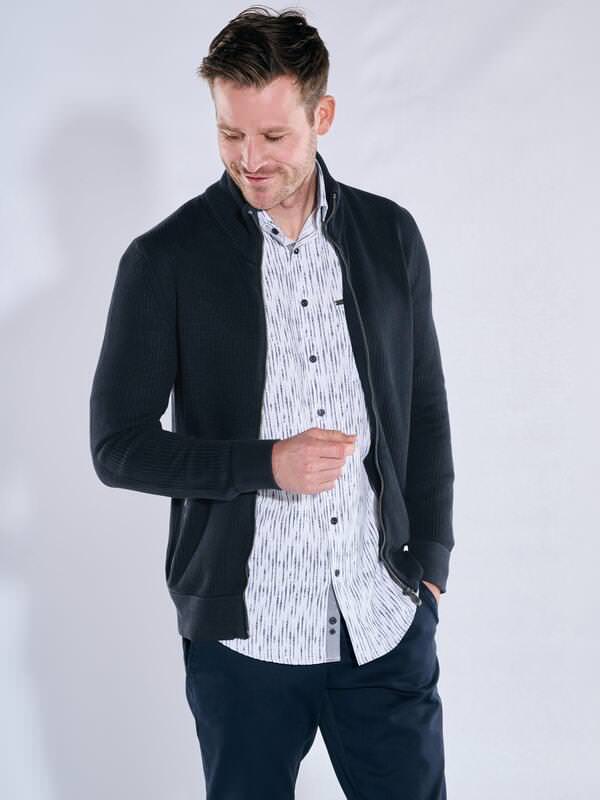 engbers Herren Cardigan regular Blau uni Zipper von engbers