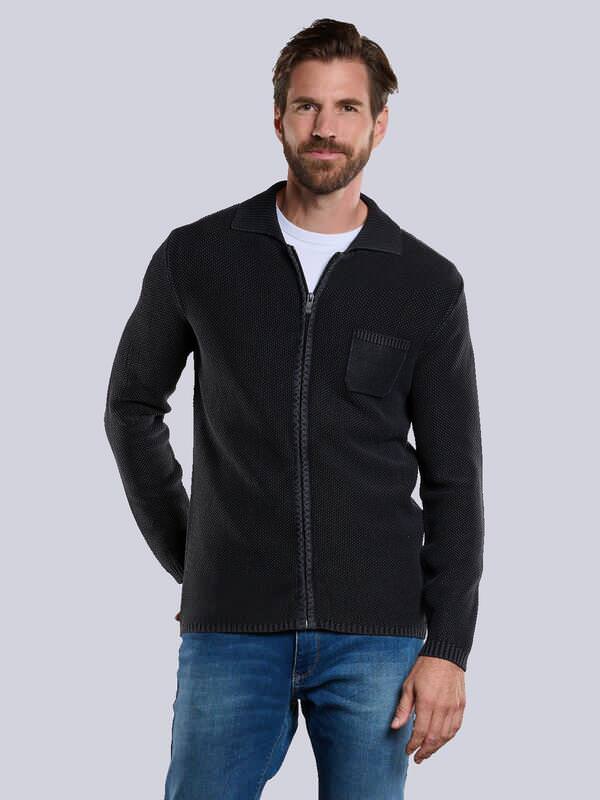 engbers Herren Cardigan strukturiert Grau regular uni Zipper engbers Herren Cardigan strukturiert Grau regular uni Zipper von engbers