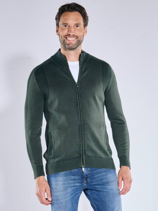 engbers Herren Cardigan strukturiert Grün regular uni Zipper engbers Herren Cardigan strukturiert Grün regular uni Zipper von engbers