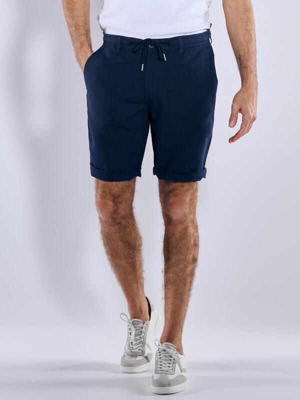engbers Herren Chino-Bermuda mit Tunnelzug Blau regular uni von engbers