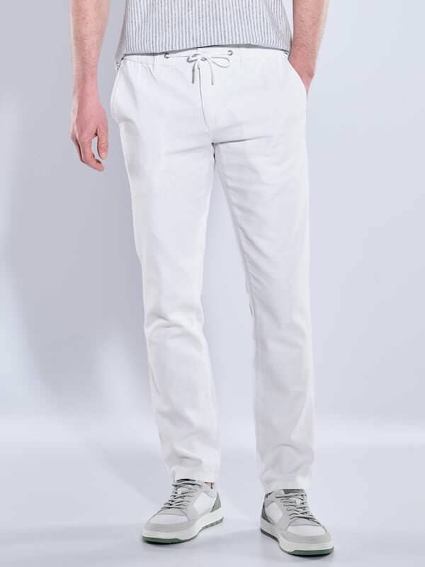 engbers Herren Chino mit Leinenanteil Weiß regular uni von engbers