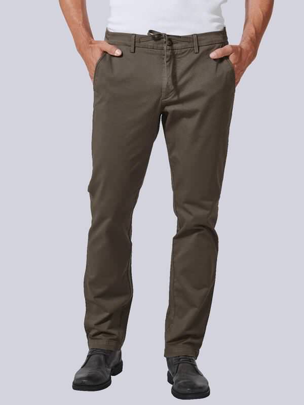 engbers Herren Chino mit Tunnelzug Grün slim fit uni von engbers