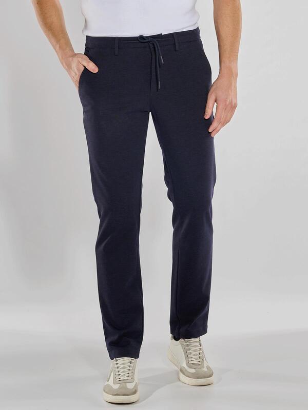 engbers Herren Chino mit Tunnelzug blau straight uni von engbers