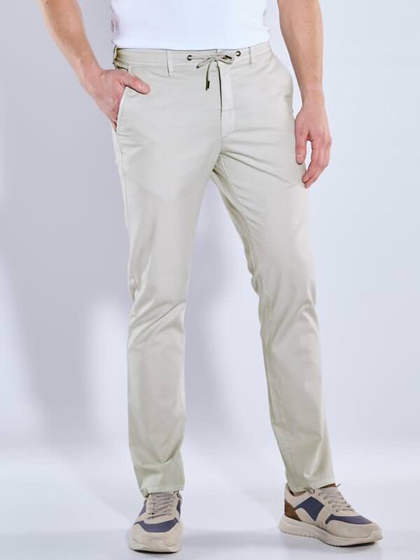 engbers Herren Chino mit Tunnelzug Grau slim fit uni von engbers