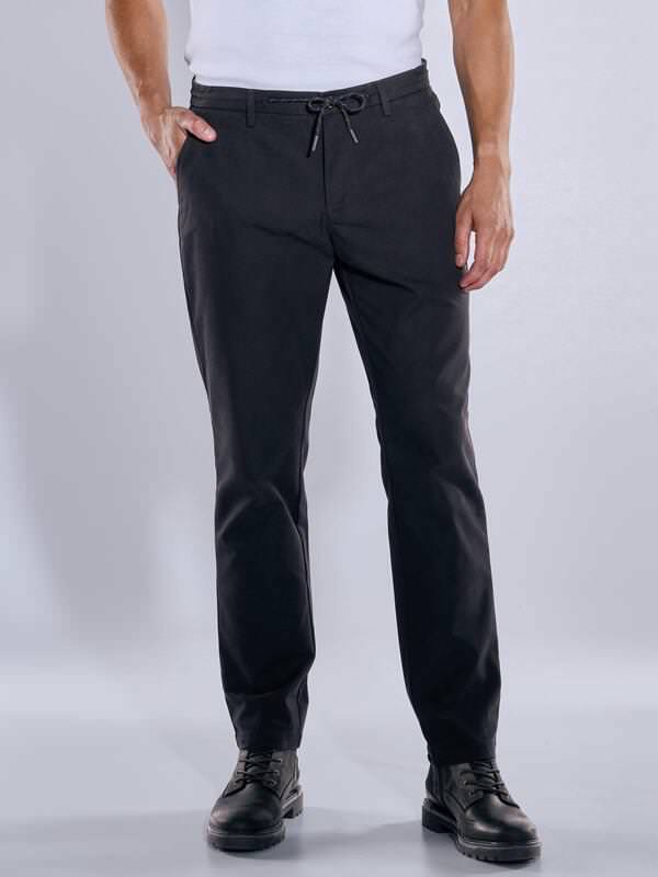 engbers Herren Chino mit Tunnelzug Schwarz regular uni von engbers