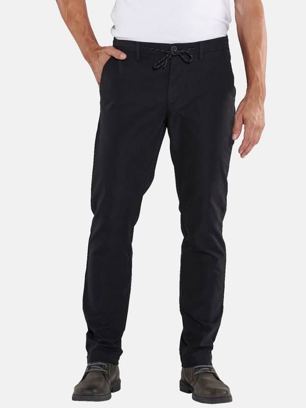 engbers Herren Chino mit Tunnelzug schwarz straight uni von engbers