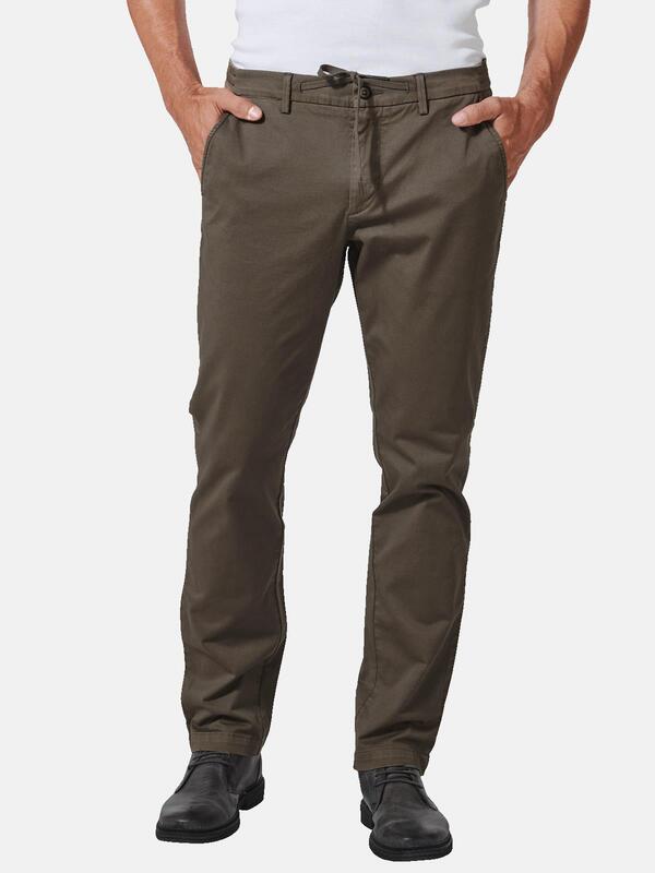 engbers Herren Chino mit Tunnelzug grün slim fit uni von engbers