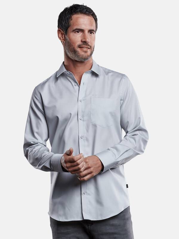 engbers Herren Hemd "My Favorite" Grau regular uni Kent-Kragen von engbers