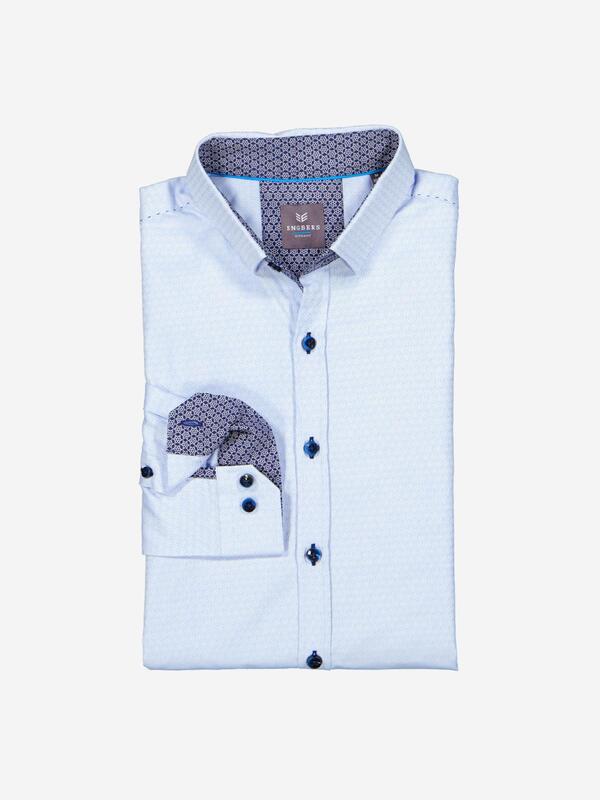 engbers Herren Langarm-Hemd "My Favorite" blau regular uni Button Under von engbers