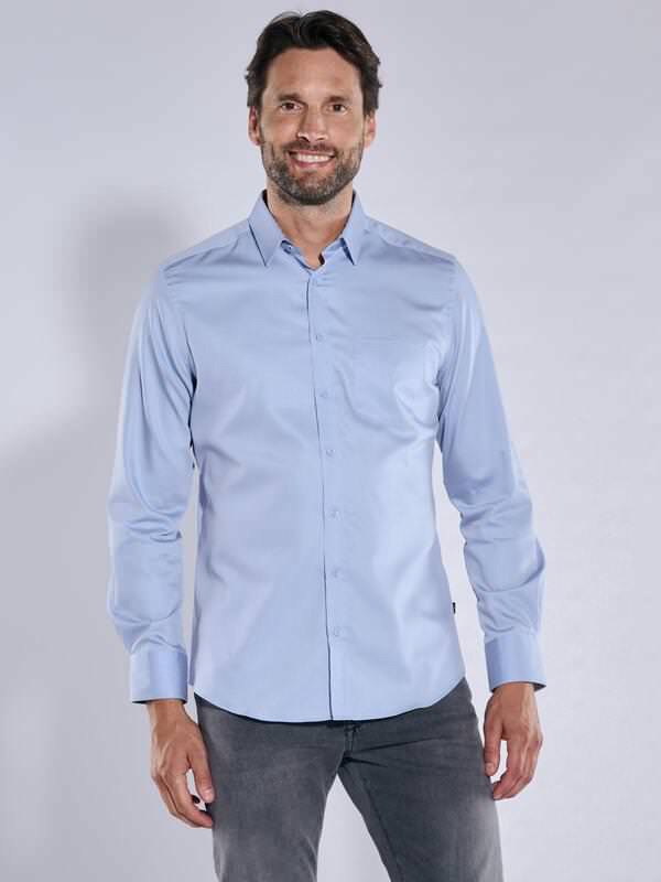 engbers Herren Hemd "My Favorite" blau regular uni Kent-Kragen von engbers