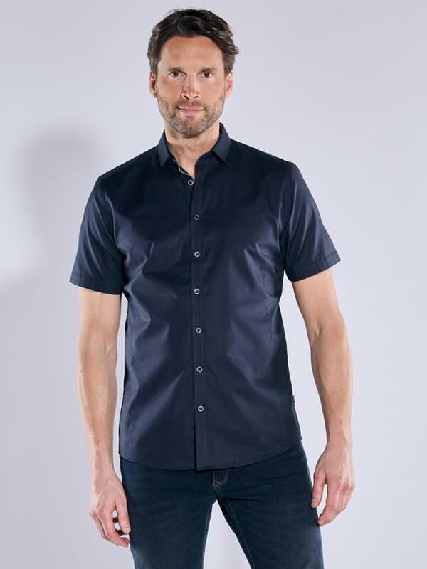 engbers Herren Kurzarm-Hemd "My Favorite" Blau regular uni Kent-Kragen von engbers