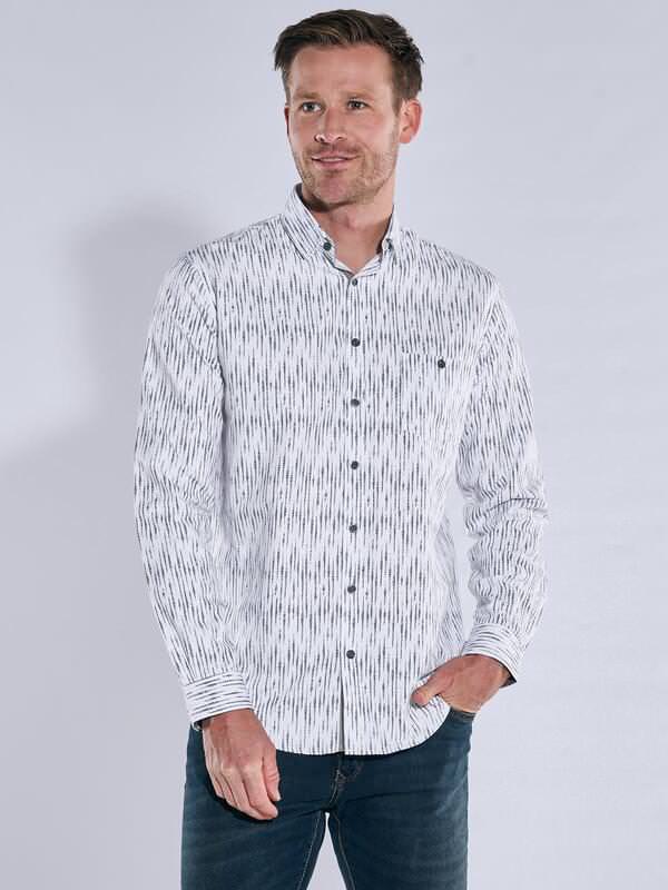 engbers Herren Langarm-Hemd gestreift Blau regular Button Under von engbers