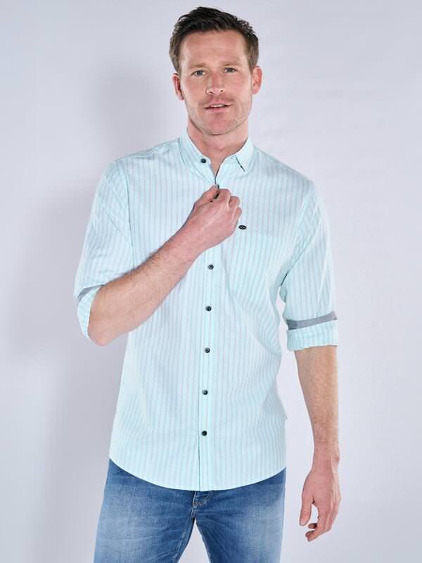 engbers Herren Hemd gemustert Grün regular gestreift Button Under von engbers