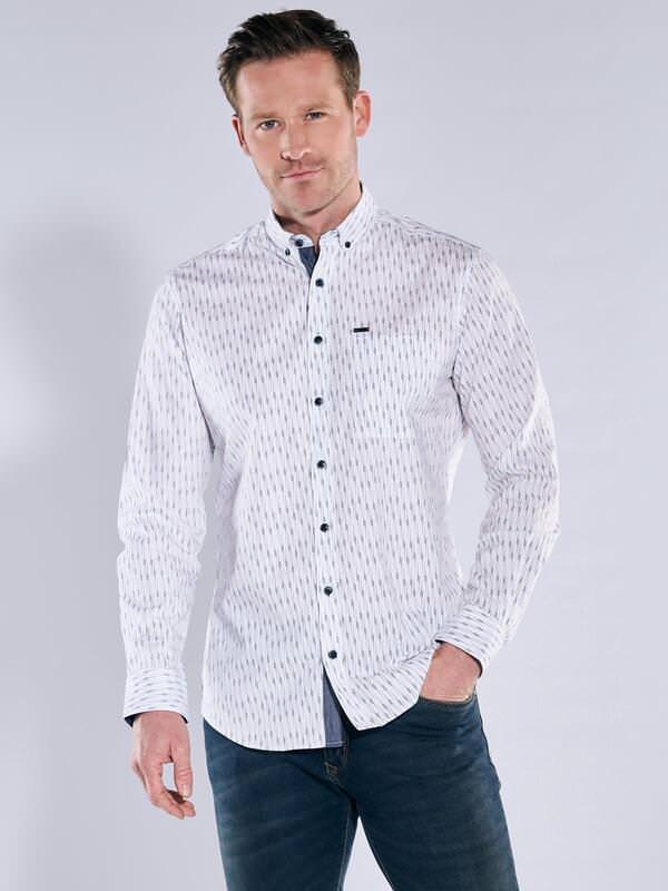 engbers Herren Hemd gemustert Weiß regular gestreift Button Down von engbers