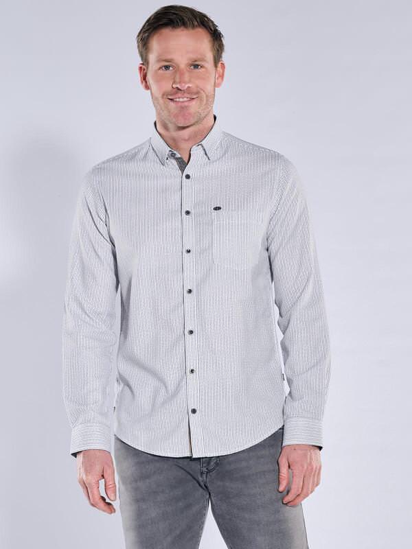 engbers Herren Hemd gemustert Weiß regular gestreift Button Under von engbers