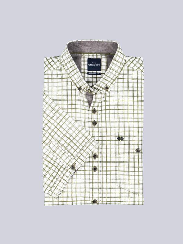 engbers Herren Kurzarm-Hemd kariert Grün regular Button Down von engbers