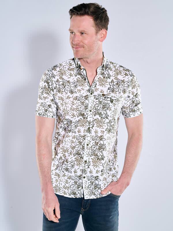 engbers Herren Kurzarm-Hemd gemustert grau regular Button Down von engbers