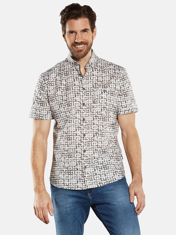 engbers Herren Kurzarm-Hemd gemustert grün regular Button Down von engbers